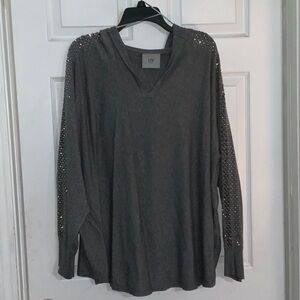 LIV Gray Embellished Women's Hoodie